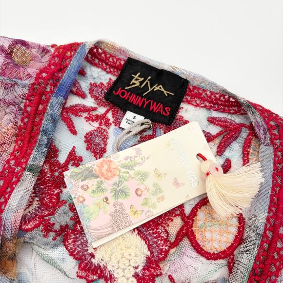 Johnny Was Biya Maxi Dress S Embroidered Mesh Floral Sheer Sleeveless Slip Mazzy - Picture 11 of 12